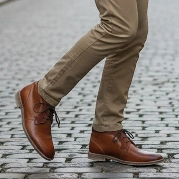 Stacy Adams Delaney Mens Plain Toe Chukka Boots Size 9.5 Dress Cognac Leather