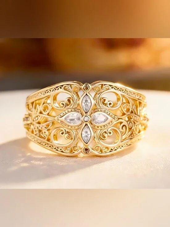 $8 Each Or Bundle 5/$20 Gold Filigree Floral Statement Ring