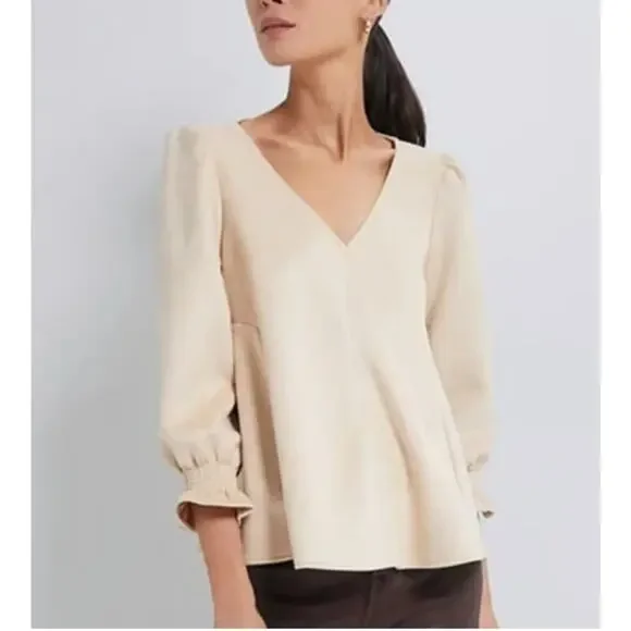 Tuckernuck Women's Bone Suede‎ Easton Swing Blouse Top Minimalist Beige Size XS