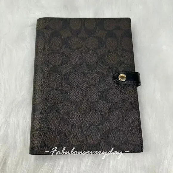 Coach Notebook In Signature Canvas In Brown Black 222 NWT