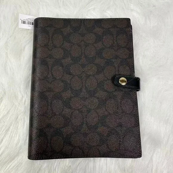 Coach Notebook In Signature Canvas In Brown Black CZ198 NWT
