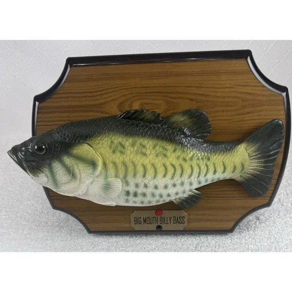 1999 Gemmy Big Mouth Billy Bass Singing Fish Musical Plaque Green Tested Works