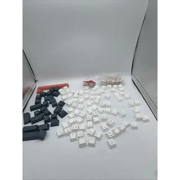Set de Keycaps PBT Double-shot – Estilo Retro Blanco, Gris y Coral (Perfil CSA).