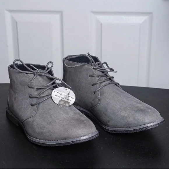 London Fog Grey Suede Boots Chukka Ankle NWT Men's size 10 Lace Up