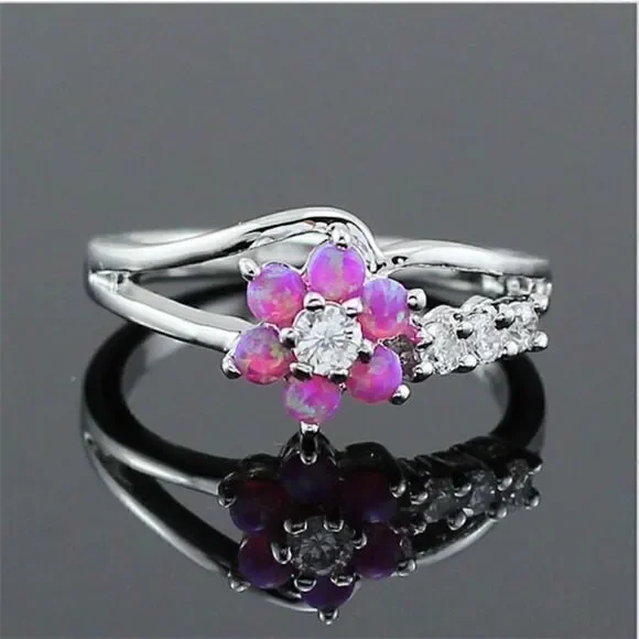 Australian Crystal Pink Flower Ring