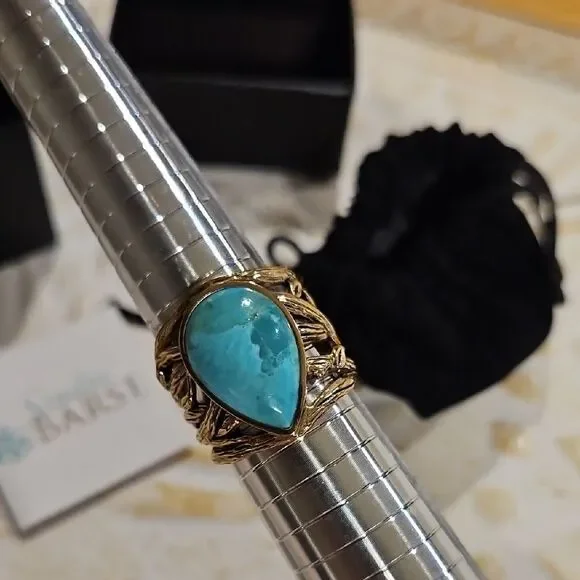 Studio Barse Turquoise Gemstone Teardrop Ring. Size 9