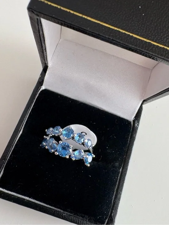 Bomb Party It’s Been You Forever Ring RBP8238 Aqua Blue Spinel Rhodium Plating