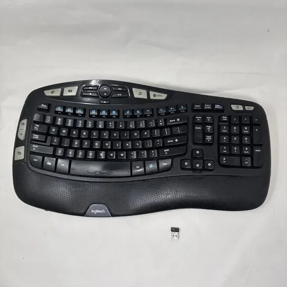 Logitech K350 Comfort Wave Wireless Keyboard with USB dongle tested Excellent