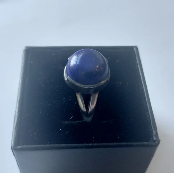 Vintage Sterling Native American Lapis Lazuli Large Cabochon Ring
