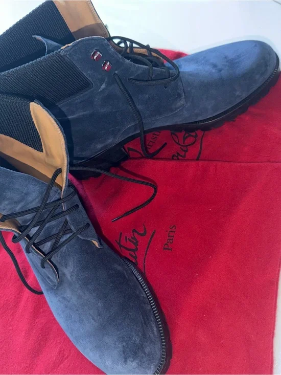 Christian Louboutin Men's Blue Suede Chukka Boots