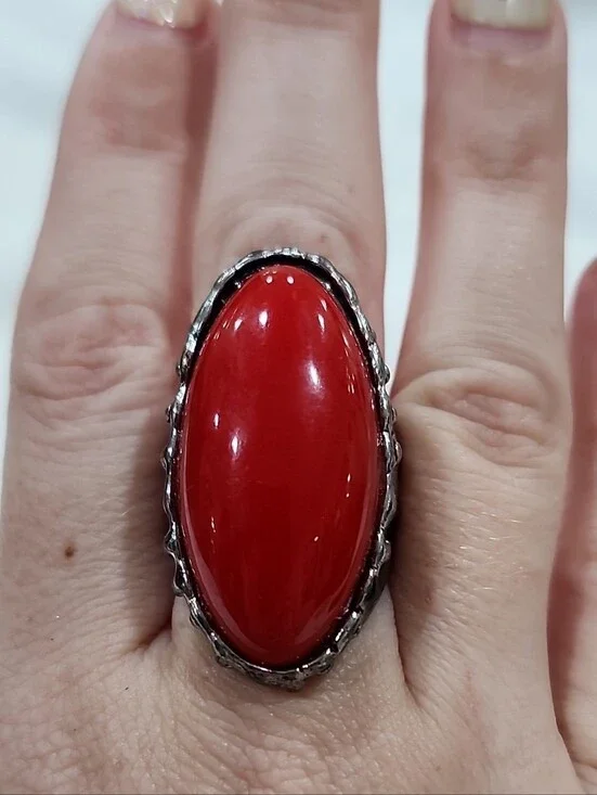 Red Oval Fashion Statement Ring