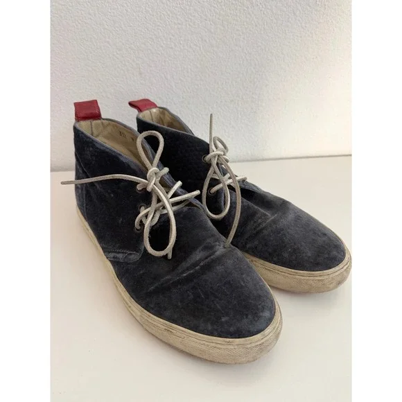Del Toro Blue Velvet Chukka Sneakers Mens 9 Made in Italy Mid Top Shoes‎ 312