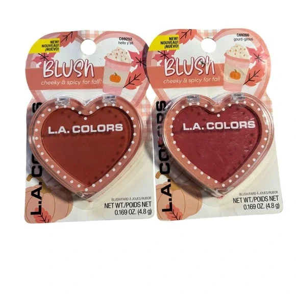 NEW L.A. COLORS Fall Blush Duo Hello Y'all & Gourd-geous Heart Compacts 2 Pack