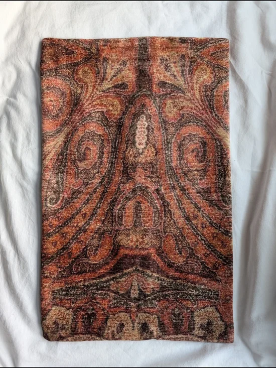 Pottery Barn Chenille Paisley Rectangular Pillow Cover Rust & Brown