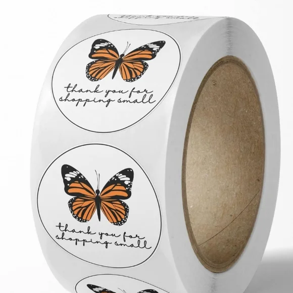 50 Butterfly thank you for shopping small stickers