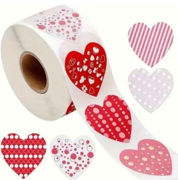 500 Pieces Roll Heart Sealing Sticker