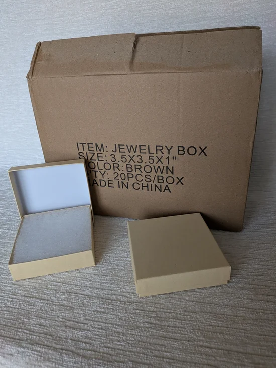 Tan Jewelry Gift Boxes With Polyfil - Case Of 20 3.5