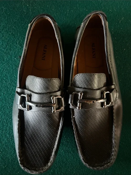 Alfani Black Leather Bit-Detail Slip-On Loafers