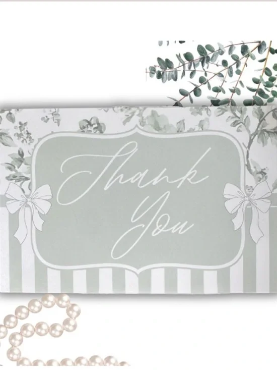 NEW! 🌿25 Sage Floral Toile Thank you Premium Cardstock- 4 x 6 inch