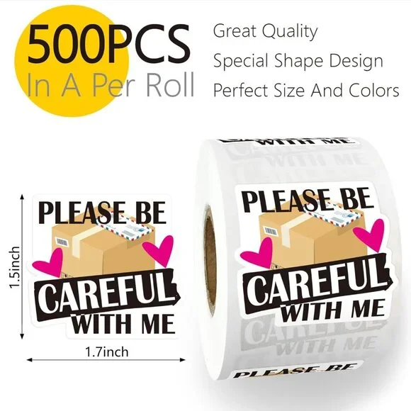 Careful Me Roll -  Cute Fragile Shipping Mail Stickers NEW