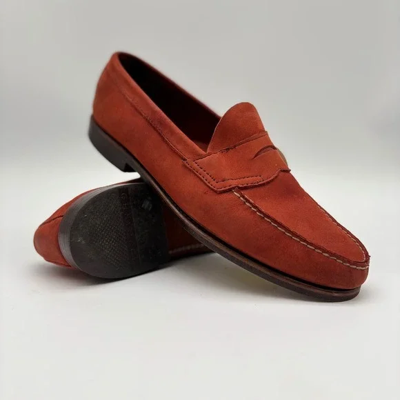 GH Bass Weejuns Heritage Collection Rust Nubuck Penny Loafers Mens 10 M