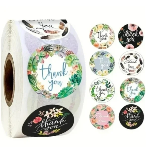 500 Pieces Roll Thank You Sealing Sticker