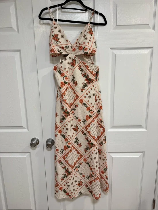 Abercrombie & Fitch Cream Maxi Dress with Orange Floral Motif