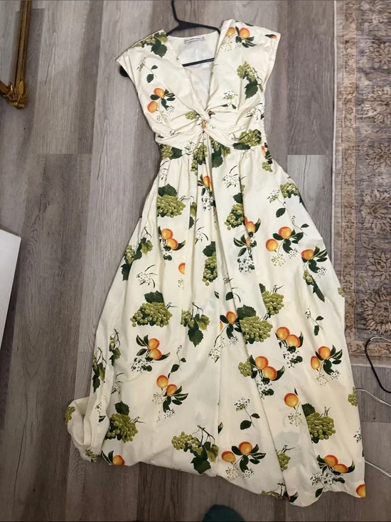 Abercrombie & Fitch Cream Fruit-Print Twist Maxi Dress