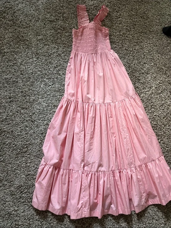 Abercrombie & Fitch Pink Tiered Maxi Dress with Ruffled Straps