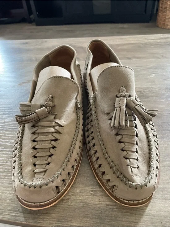 Topman Gray Mantis Woven Suede upper slip on loafers tassel accent Men’s 43