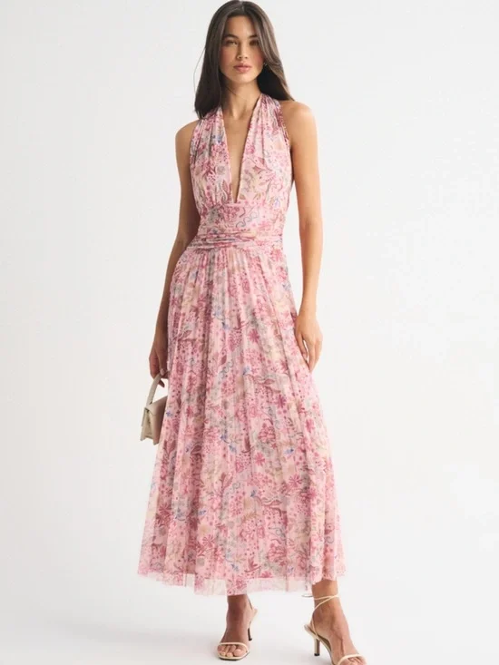 Abercrombie Pink Floral Convertible Giselle Dress