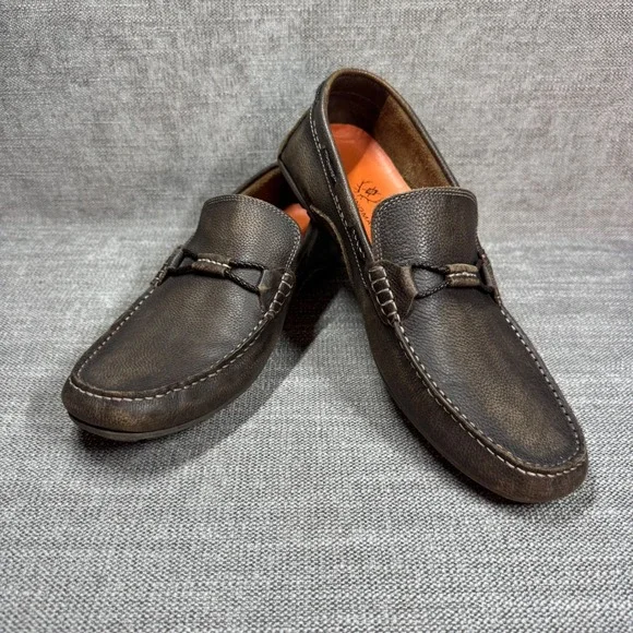 Martin Dingman Bermuda Braid Leather Loafers Men 11.5 Brown Driving Shoes Luxury