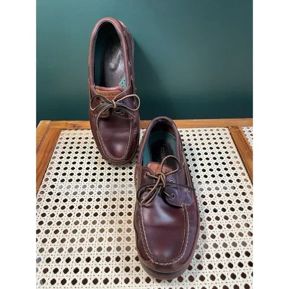 Sperry Top-Sider Brown Leather Boat Shoes Men's Lace Up Moc Toe Non Marking Sole