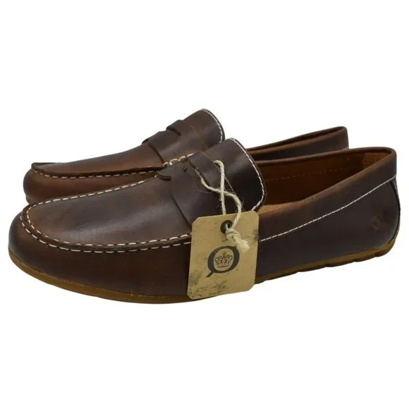 Born Mens‎ 9 Andes Dark Brown Full Grain Leather Slip On Driver Loafers Shoes