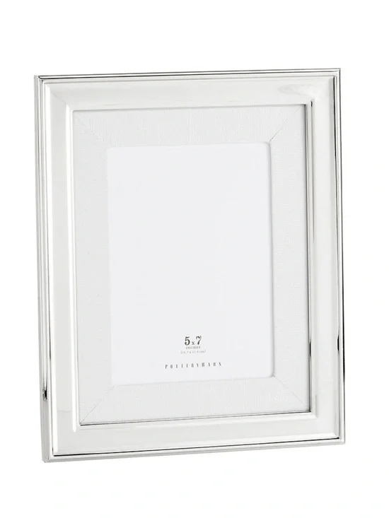 Pottery Barn Silver-Plated Grosgrain Ribbon Mat Frames - Display 7x5 inch photo