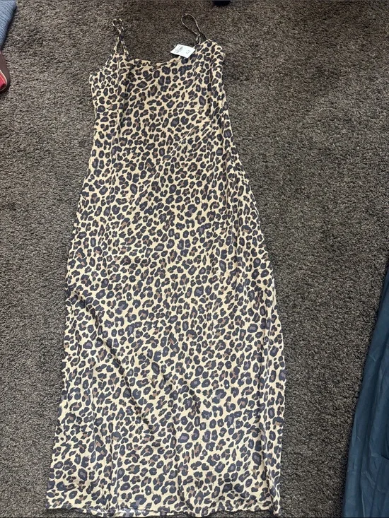 Abercrombie & Fitch Leopard Print Maxi Slip Dress - Beige & Black