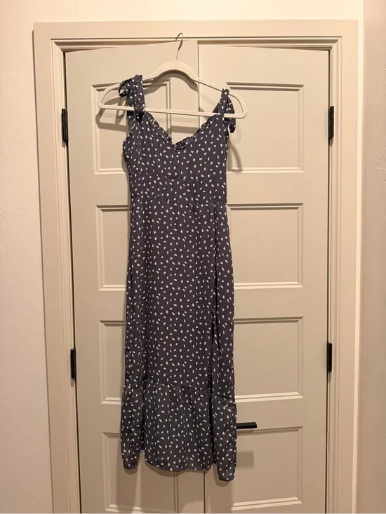 Abercrombie & Fitch Blue Print Tie-Shoulder Maxi Dress