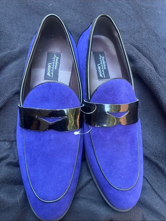 Men’s Suede Loafers in Royal Blue New Yorker Tuxedo Loafers