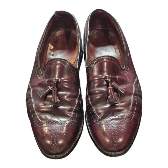 Allen Edmonds Berwick Leather‎ Loafers Wingtip Tassel Burgundy Men's 11.5 D