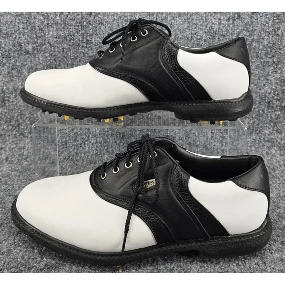 Footjoy SuperLites Men's Sz 9 White/Black Golf Shoes Lace Up Saddle Oxford 50588