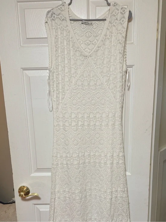 Abercrombie & Fitch Pointelle Maxi Dress, White, xl