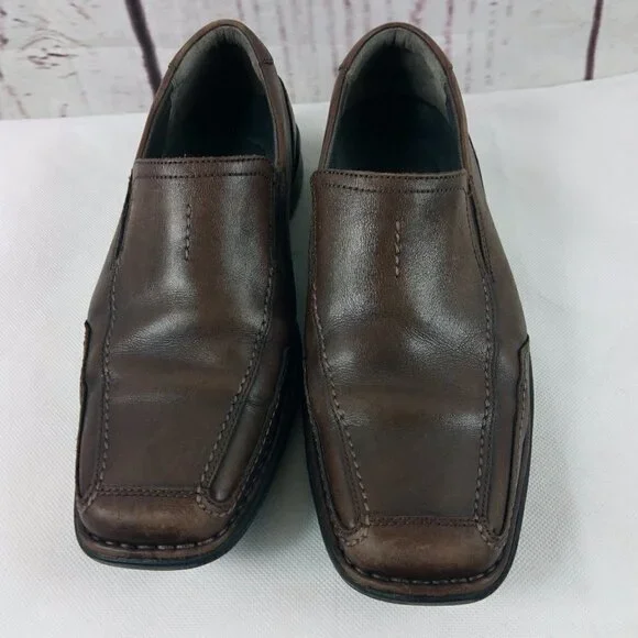 Clarks 82227 Men's Brown Leather Slip On Driving Loafers Shoes 10M