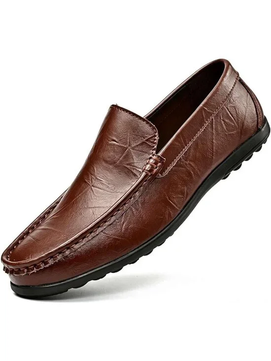 Lightweight Genuine Leather Slip-On Penny Loafers for Men | Soft Casual Walking
