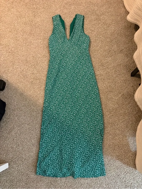 Abercrombie & Fitch Teal Floral V-Neck Sleeveless Maxi Dress