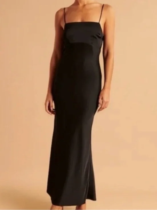 Abercrombie & Fitch black Satin Slip Dress- A&F Julia Slip Cowl Back Dress