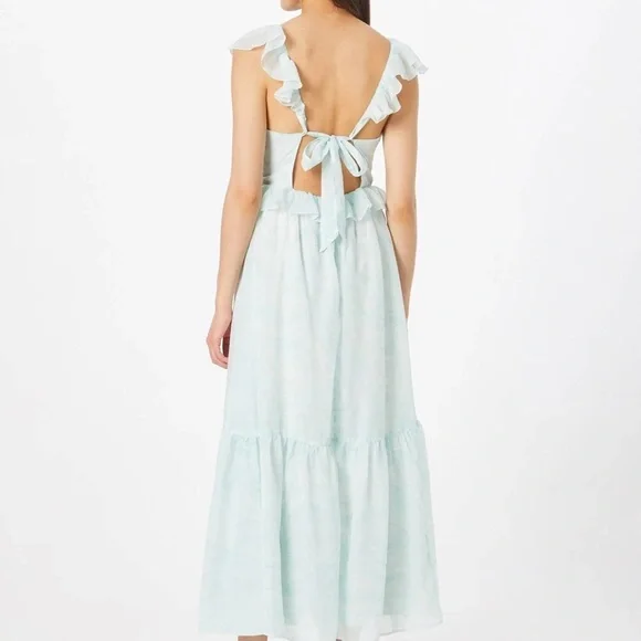 Abercrombie & Fitch Light Mint Ruffle Back Tie Maxi Dress