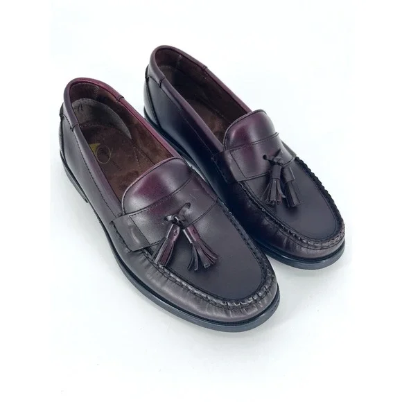 French Shriner‎ Gaffney Mens 10M Burgandy Loafers  Slip-On Tassels Leather
