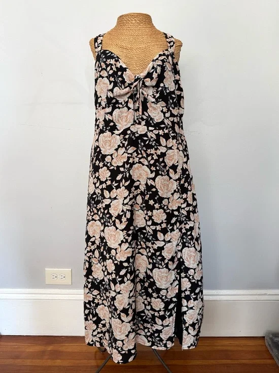 Abercrombie & Fitch Black Maxi Dress with Cream Floral Print