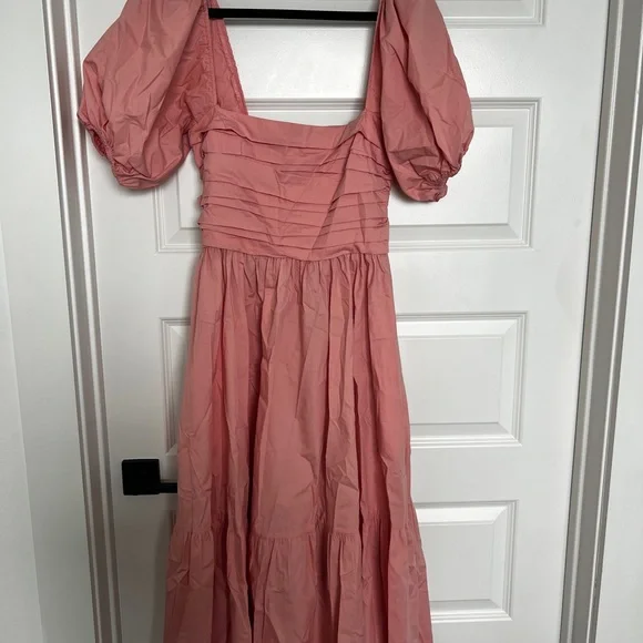 Abercrombie & Fitch Dusty Rose Maxi Dress with Puff Sleeves