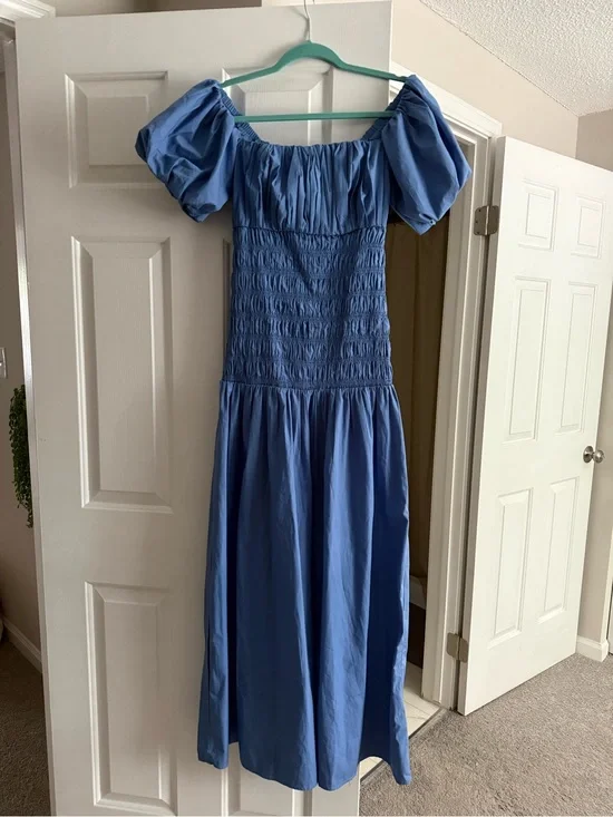 Abercrombie & Fitch Light Blue Smocked Off-Shoulder Dress